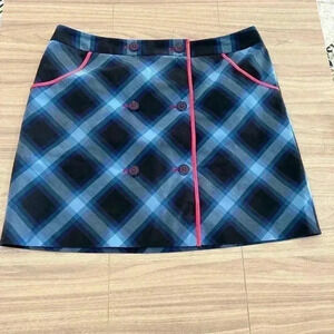Cutter & Buck golf skort blue red geometric design sz 14 zipper buttons like new